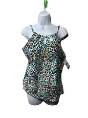 24th & Ocean TF4AB89 Swimsuit Cutout High Neck Tankini Top Swimwear Size XL