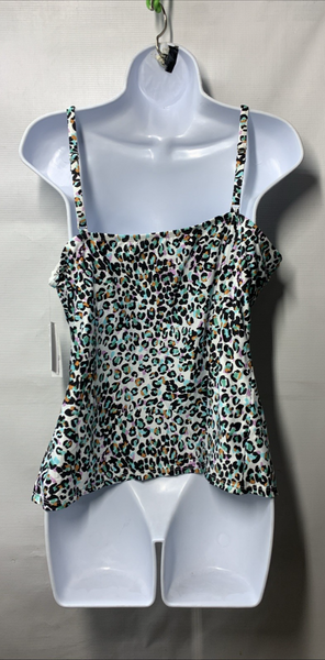 24th & Ocean TF4AB89 Swimsuit Cutout High Neck Tankini Top Swimwear Size XL