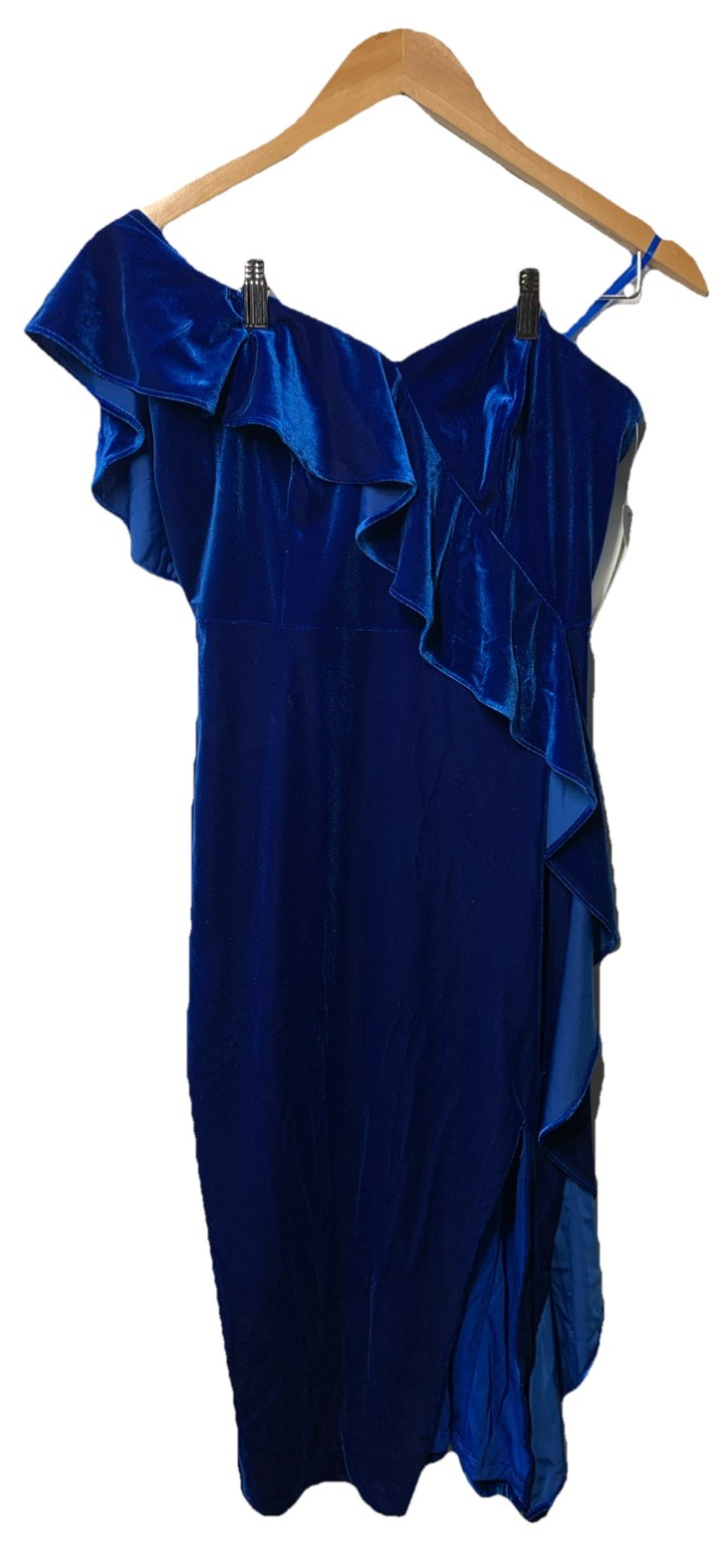 Aidan Mattox Women's Off The Shoulder Ruffle Sheath Dress Deep Ocean Size 6