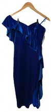 Aidan Mattox Women's Off The Shoulder Ruffle Sheath Dress Deep Ocean Size 6
