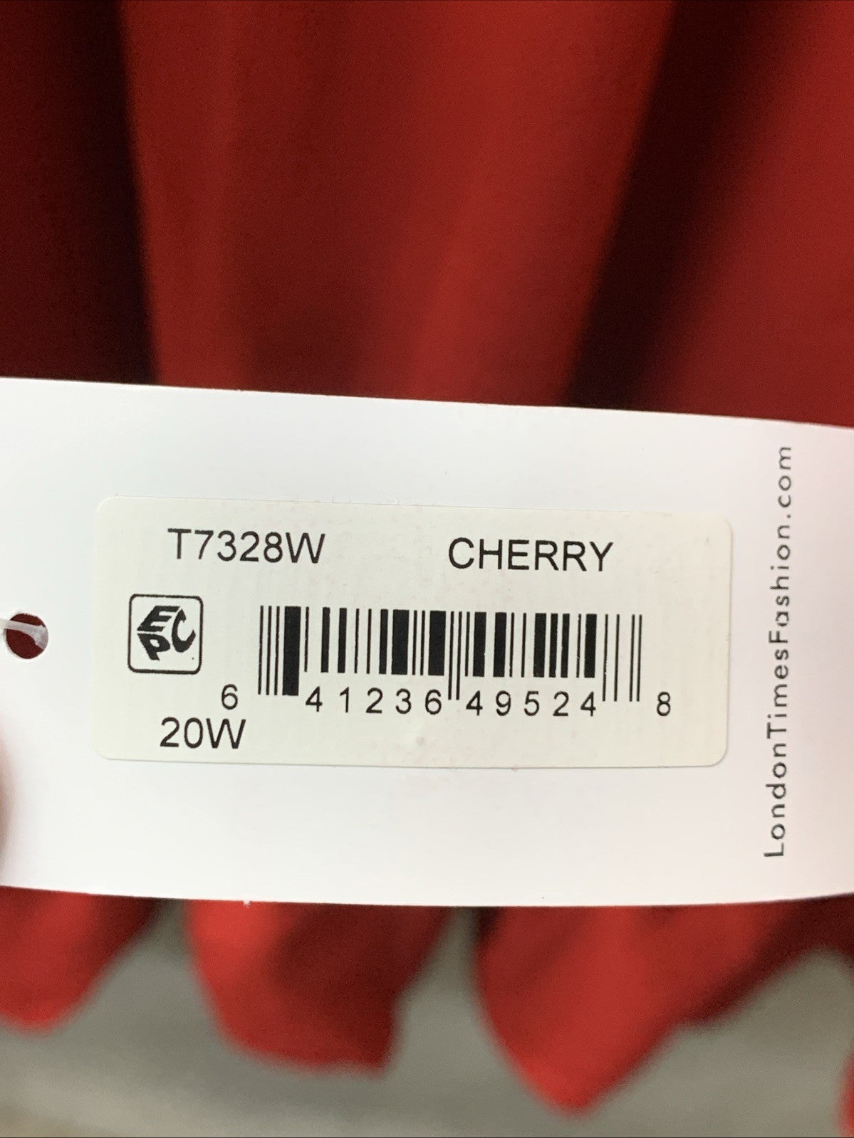 London Times T7328W Womens Stand Collar Tiered Dress Long Sleeve Size 20W Cherry