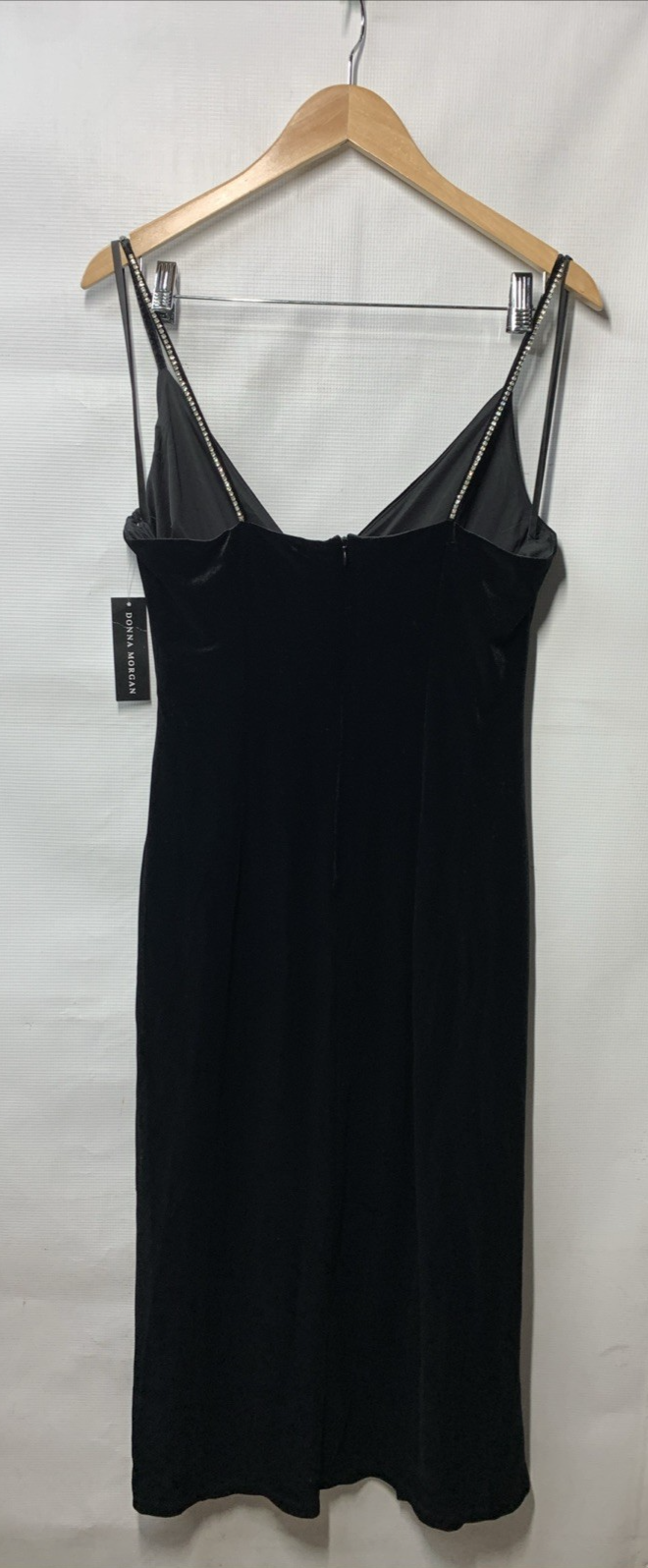 Donna Morgan D9183M Surplice Wrap Look Midi Dress Party Sleeveless Size 12 Black
