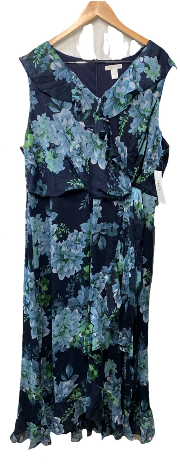 London Times T5764W Sleeveless V-neck Midi Dress for Cocktail Formal Size 22W