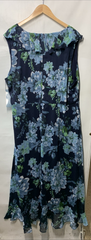 London Times T5764W Sleeveless V-neck Midi Dress for Cocktail Formal Size 22W