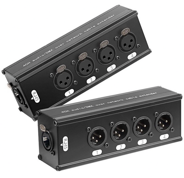 4CH Audio/DMX Over Network Cable Extender KXNE8F-4F RJ45 to XLR Female 2 Pack