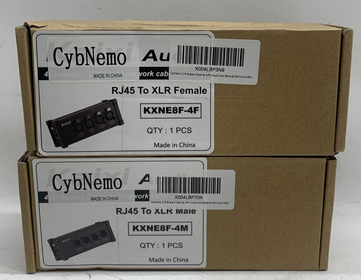 4CH Audio/DMX Over Network Cable Extender KXNE8F-4F RJ45 to XLR Female 2 Pack