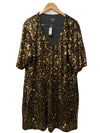 City Chic Womens Cocktail Party Dress Evening Sequin Glam V-neck Gold Size XL/22