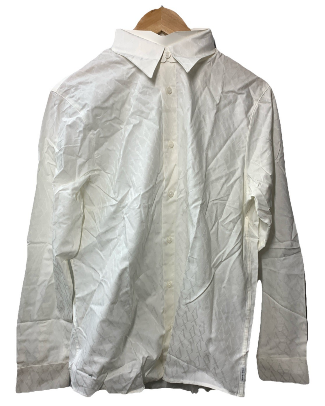 Armani Exchange Men's Long Sleeve Cotton Jacquard Collared Size Small Off-White