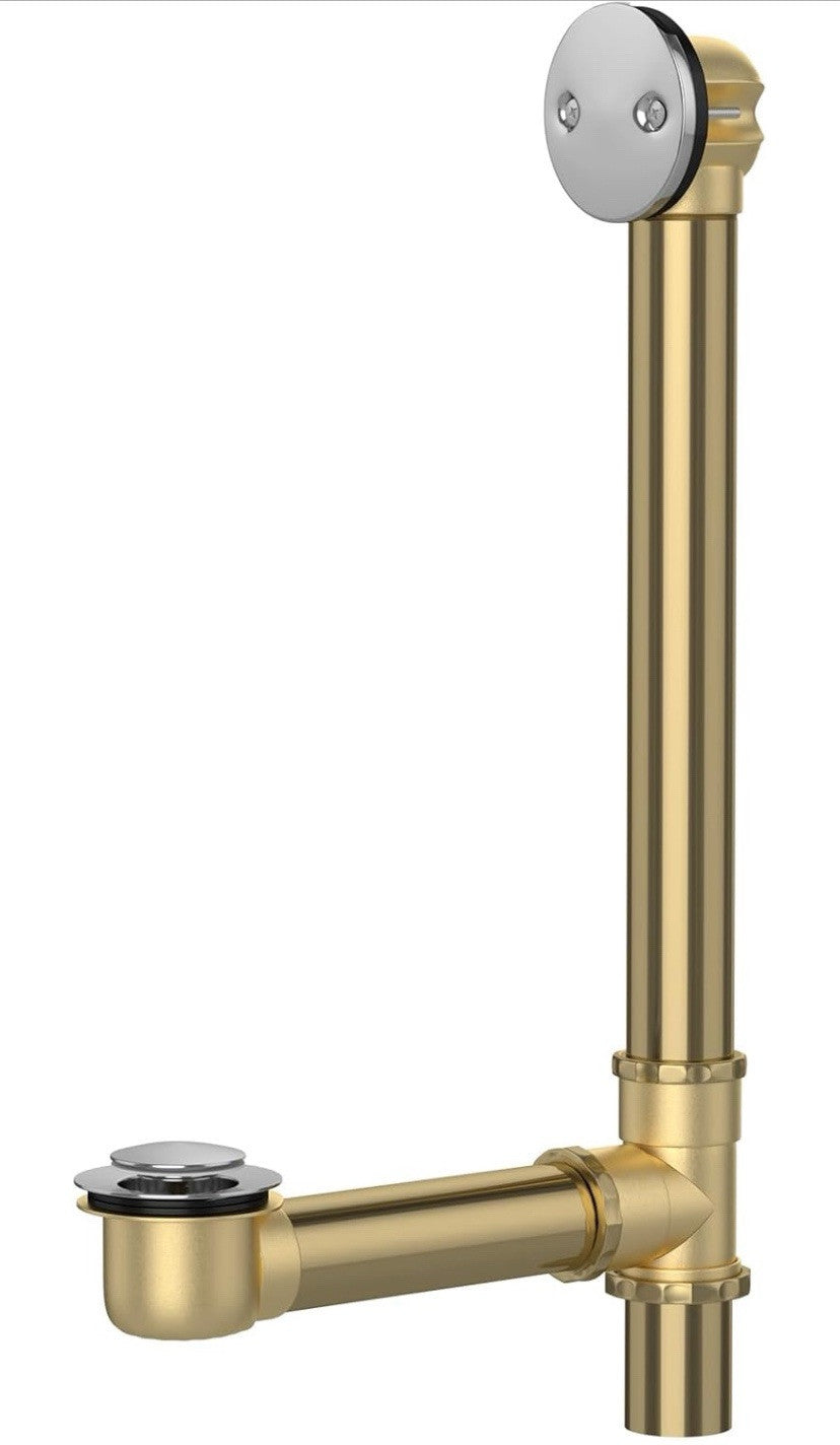 1-1/2" Brass Tubular Bath Drain Kit with Tip-Toe Bath Drain Stopper Touch-To