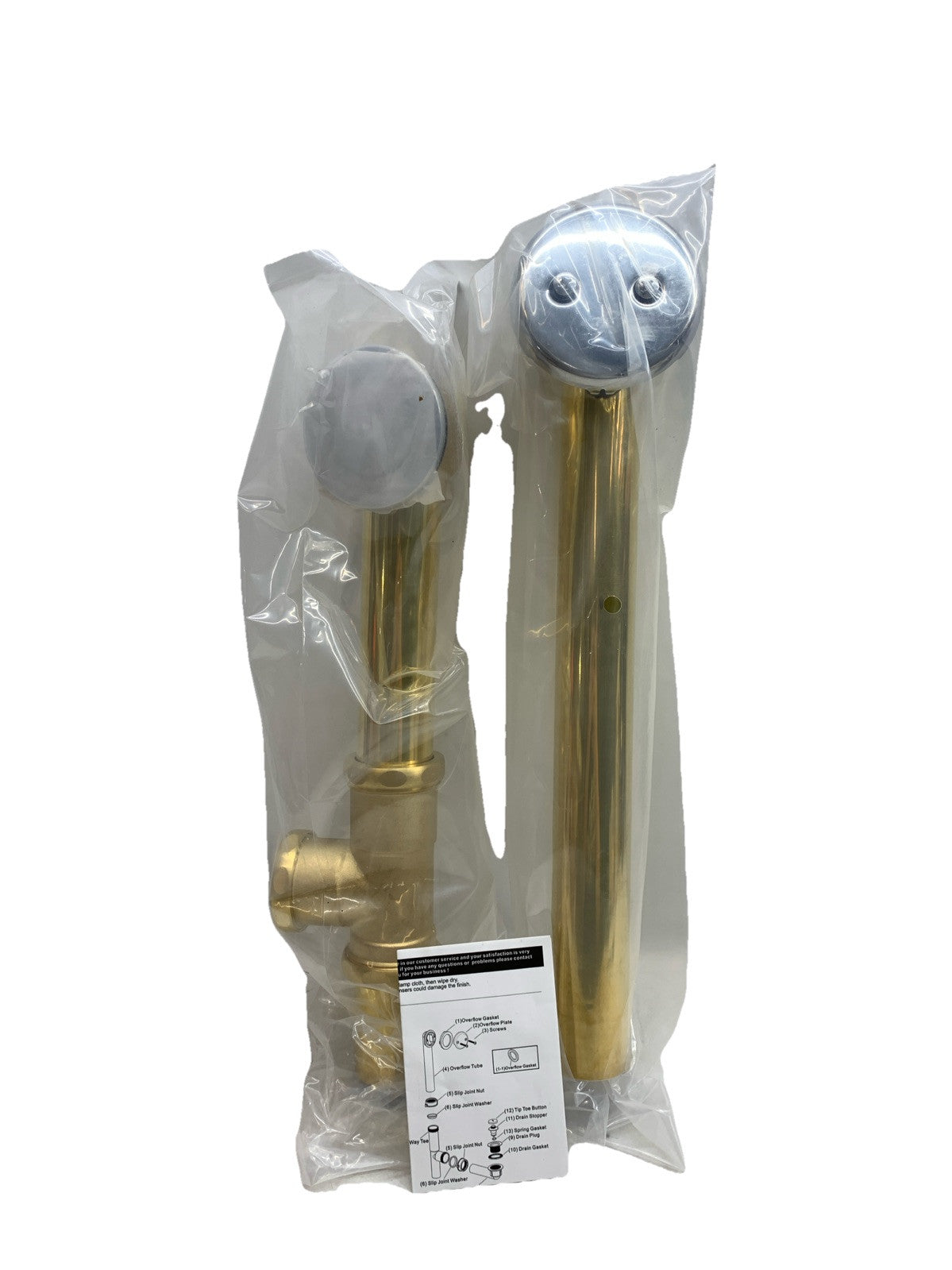 1-1/2" Brass Tubular Bath Drain Kit with Tip-Toe Bath Drain Stopper Touch-To