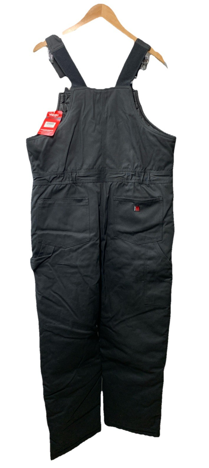 Wrangler 65145 Men's Insulated Duck Bibs Workwear Black with Pockets Size Large