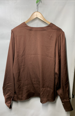 City Chic Alena Shirt Mocha V-neck Long Sleeve Lightweight Elegant 00219805 XL