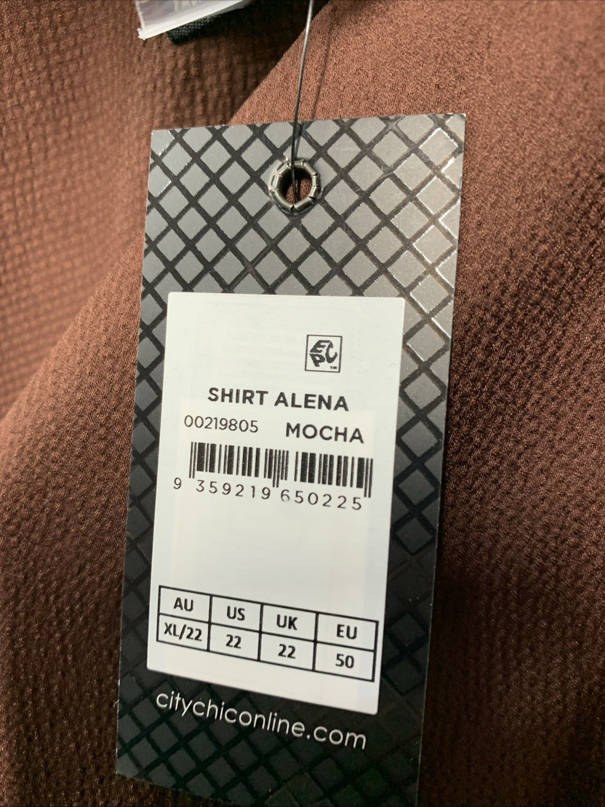 City Chic Alena Shirt Mocha V-neck Long Sleeve Lightweight Elegant 00219805 XL