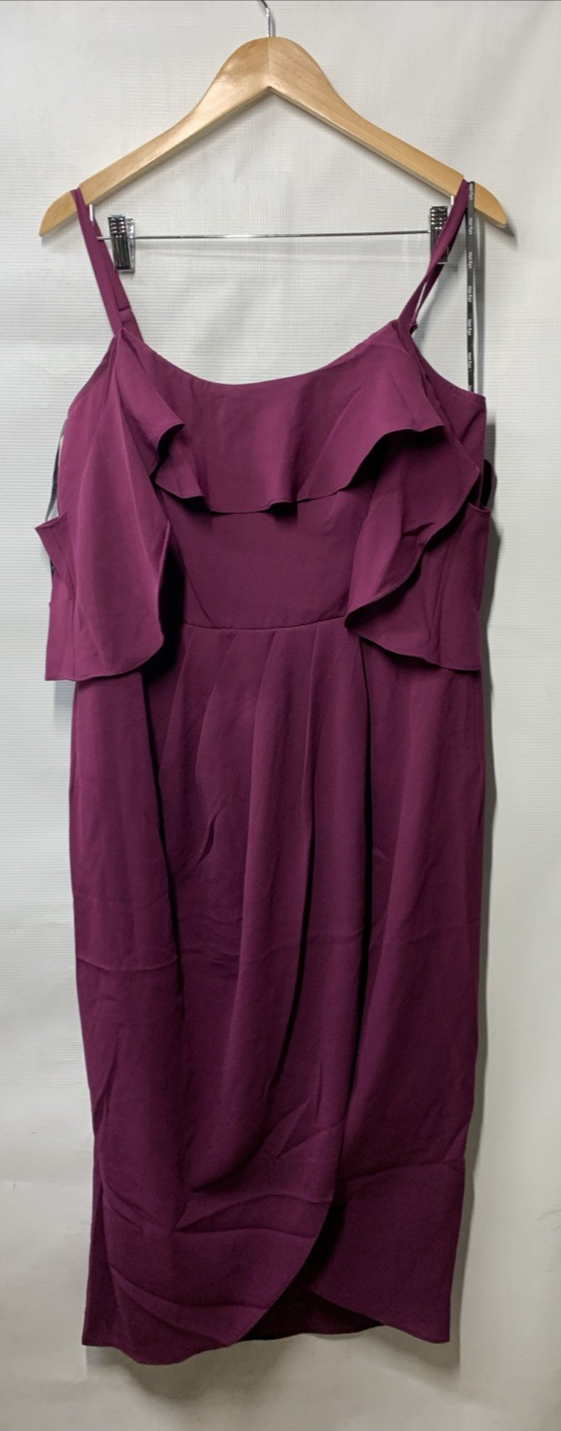 City Chic Women's Cocktail Party Evening Dress-Flirtation Drape Midi Cerise XS