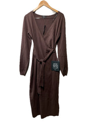 Lulus Women's Harlan Midi Sweater Dress Long Sleeve V-Neck Wrap Style Size XL