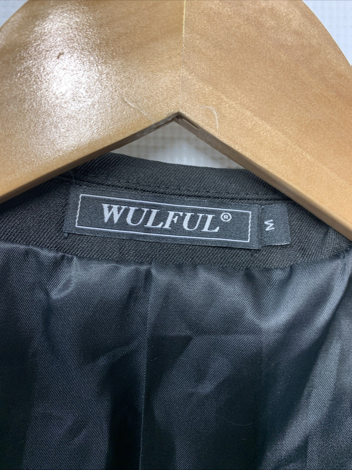 WULFUL Men 2 Piece Slim Fit Suit Set One Button Blazer Jacket Pants Size M Black