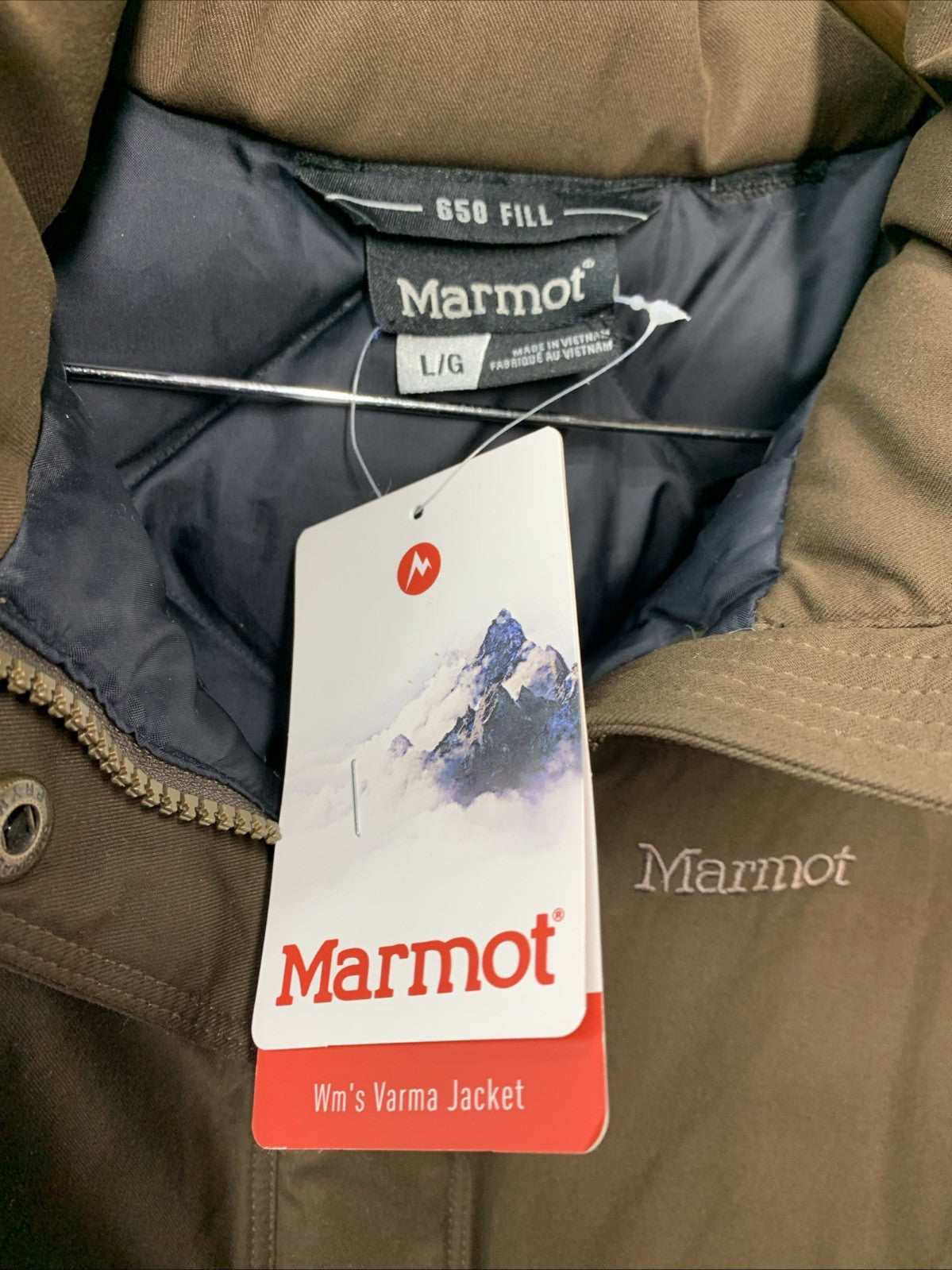 MARMOT Varma Jacket Long Sleeve Hooded 650 Fill with Pockets Size Large