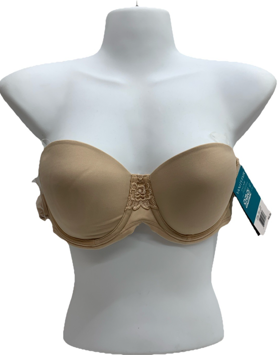 Vanity Fair Beauty Back Strapless Bra 74380 34B Beige Lightly Lined 4-Way Stretc