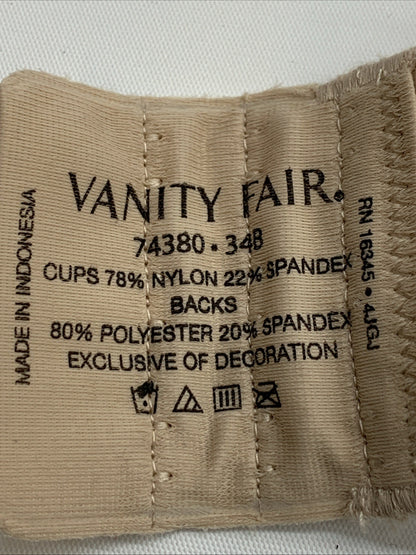 Vanity Fair Beauty Back Strapless Bra 74380 34B Beige Lightly Lined 4-Way Stretc