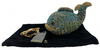 Gold With Royal Blue & Aqua Austrian Crystal Fish Hard Shell Clutch Evening Bag