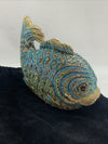 Gold With Royal Blue & Aqua Austrian Crystal Fish Hard Shell Clutch Evening Bag