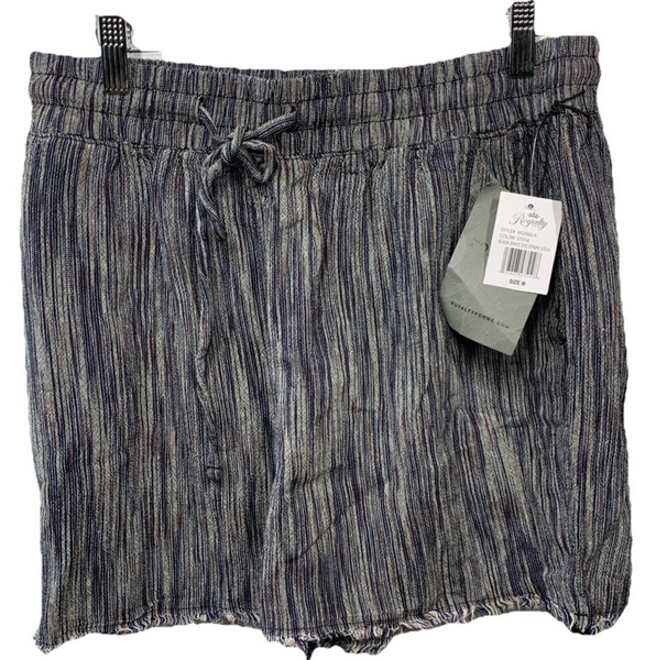 Royalty For Me Shorts Womens Medium Multi Striped Linen Pockets Drawstring Sz M
