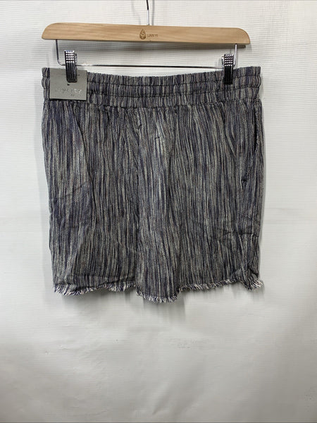 Royalty For Me Shorts Womens Medium Multi Striped Linen Pockets Drawstring Sz M