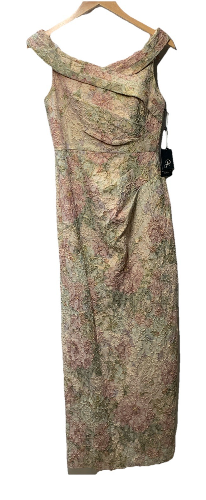 Adrianna Papell Women's Off Shoulder Matelasse Gown Formal Evening Rose Multi, 6