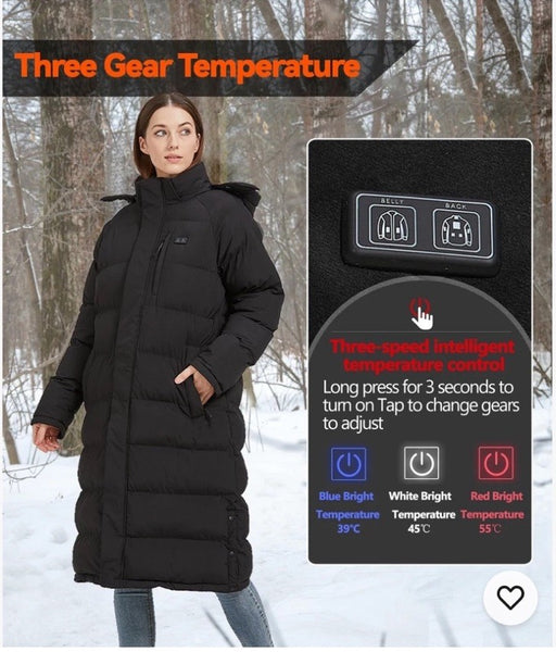 Windpost Heated Jackets Women's Jacket Long Sleeve Coat Size Large Black w/Case