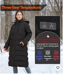 Windpost Heated Jackets Women's Jacket Long Sleeve Coat Size Large Black w/Case