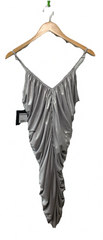 Norma Kamali Women's Silver Ruched V-Neck Mini Dress Evening Party Size S/36