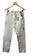 Levi's 501 Jeans Women's White Tie Dye Denim High Rise Straight Leg Size 28x30