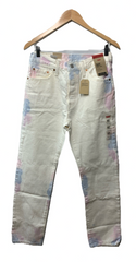 Levi's 501 Jeans Women's White Tie Dye Denim High Rise Straight Leg Size 28x30