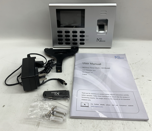 NGTeco K4 2.8" Time Clock-Auto Punch in&Out for Employees Small Business Read