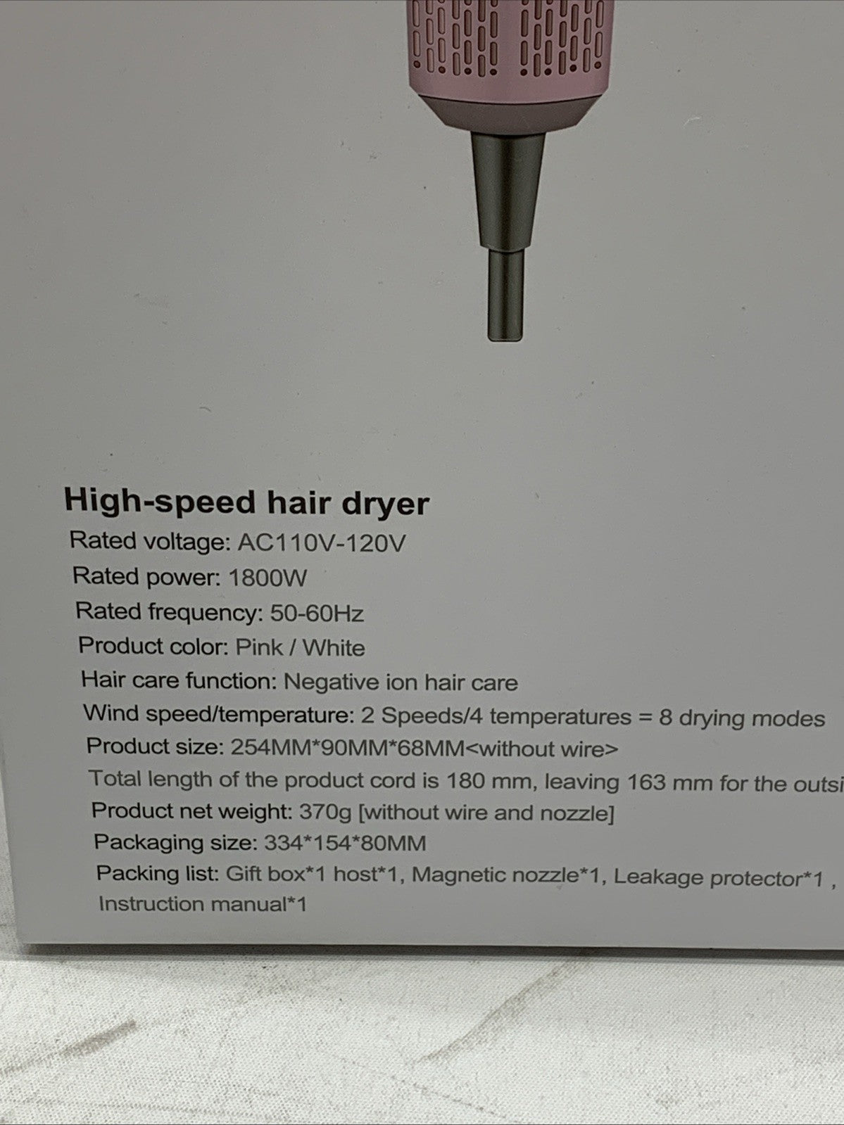 High Speed Hair Dryer 150000 RPM Brushless Motor Professional Blow Dryer 1800W