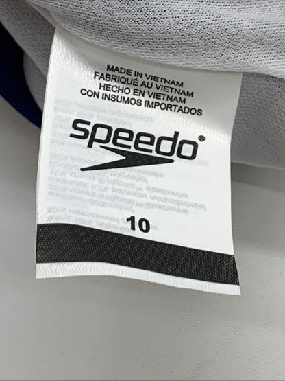 Speedo Girl's 10 Swimsuit One Piece Infinity Splice Thick Strap Deep Water Blue