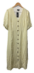 City Chic Women's Dress Charli Stripe Midi V-neck Button Elegant Size 12