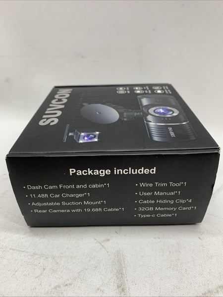 Suvcon Car Dash Cam 1080P Dash Camera 3 Channel Car Camera G-sensor 32gb Storage