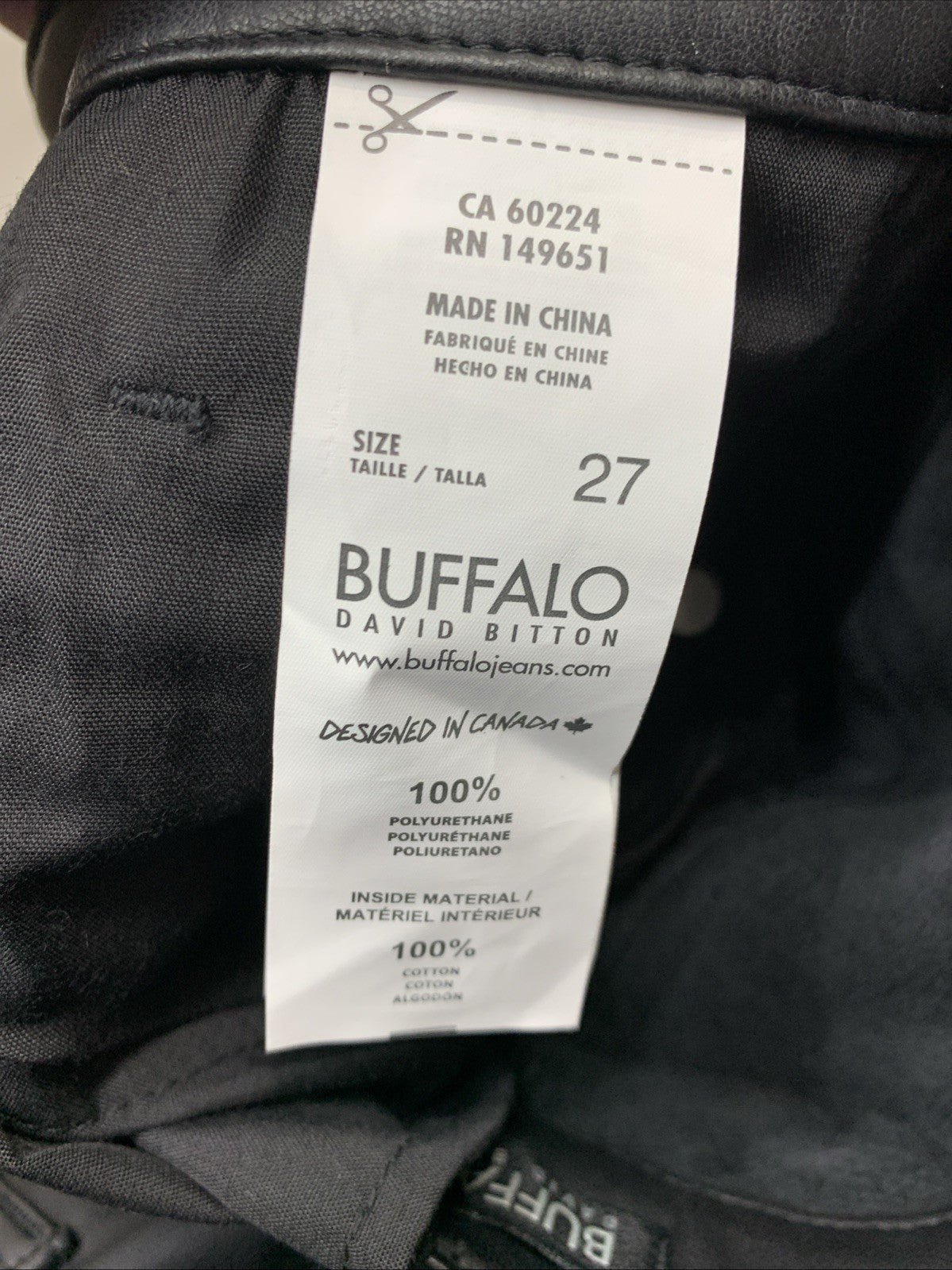 Buffalo David Bitton Women's Hi Rise Straight Jean BL15851 Pant Size 27 Black