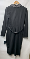 Adrianna Papell Womens Knit Crepe Tuxedo Wrap Dress Tie Belt Size 10 Long Sleeve