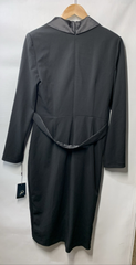 Adrianna Papell Womens Knit Crepe Tuxedo Wrap Dress Tie Belt Size 10 Long Sleeve