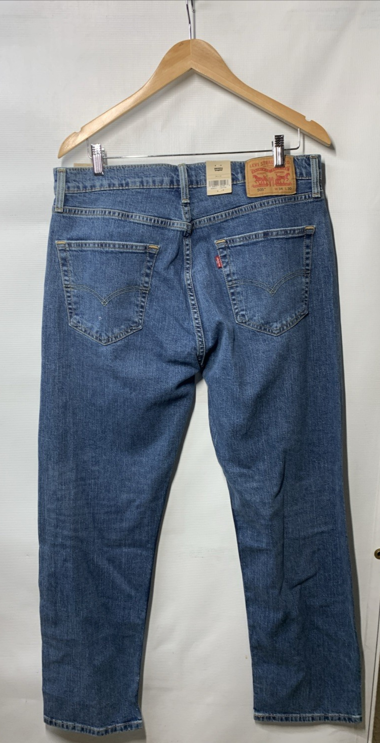 Levi's Men's 505 Regular Fit Straight Leg Jeans Long Pants Eco Ease Size 34x30