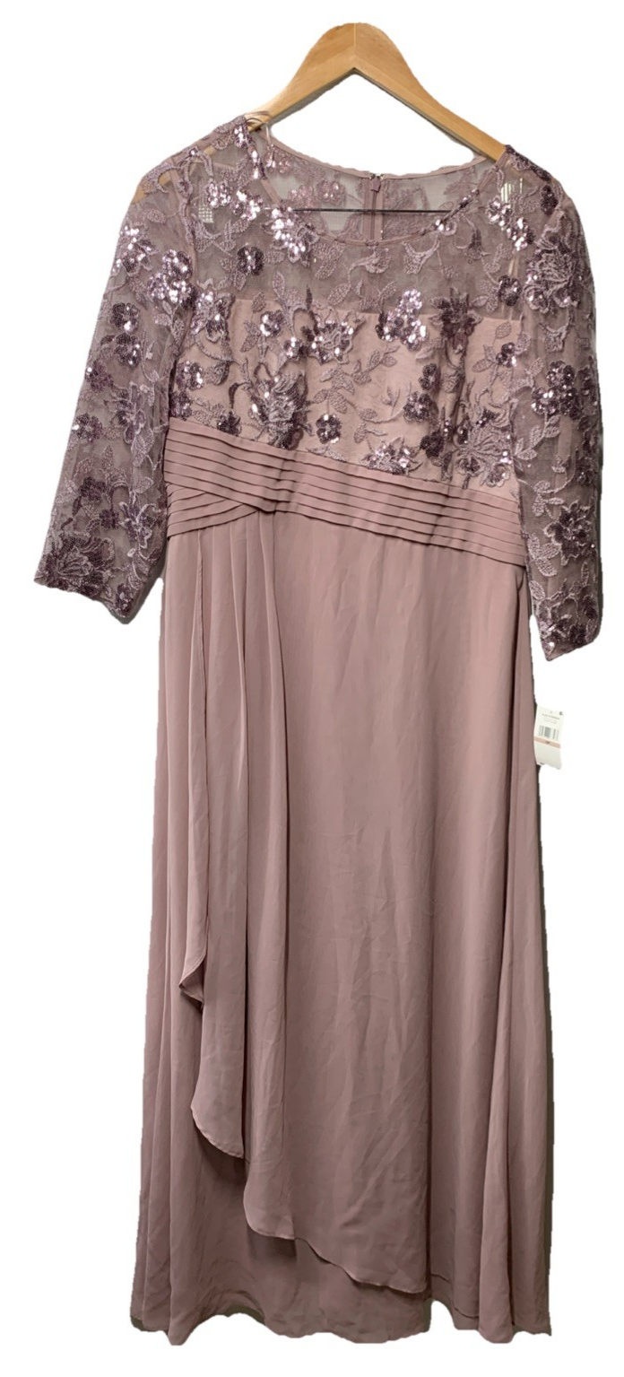 Alex Evenings Women's Long Lace Top Empire Waist Dress 3/4
