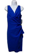 Alex Evenings Sleeveless Dress V-neck Royal Blue Formal Wedding 134005 Size 10