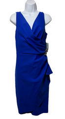 Alex Evenings Sleeveless Dress V-neck Royal Blue Formal Wedding 134005 Size 10