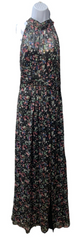 Adrianna Papell Gown Metallic Pleated Halter Floral Maxi Sleeveless Size 10