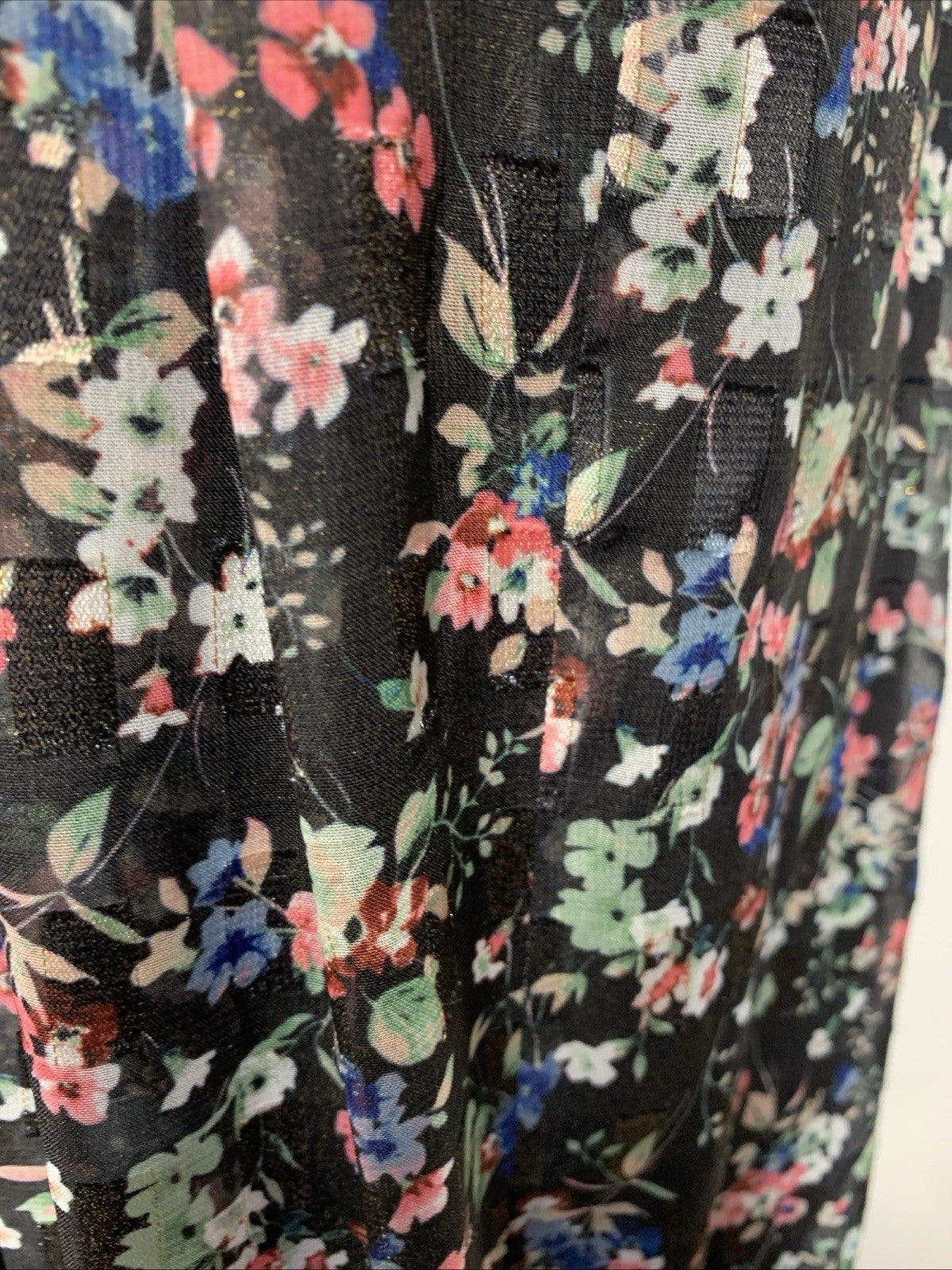 Adrianna Papell Gown Metallic Pleated Halter Floral Maxi Sleeveless Size 10