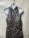 Adrianna Papell Gown Metallic Pleated Halter Floral Maxi Sleeveless Size 10