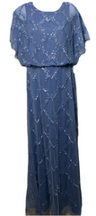 Adrianna Papell Blouson Beaded Long Dress Women's with Flutter Sleeves Size 6