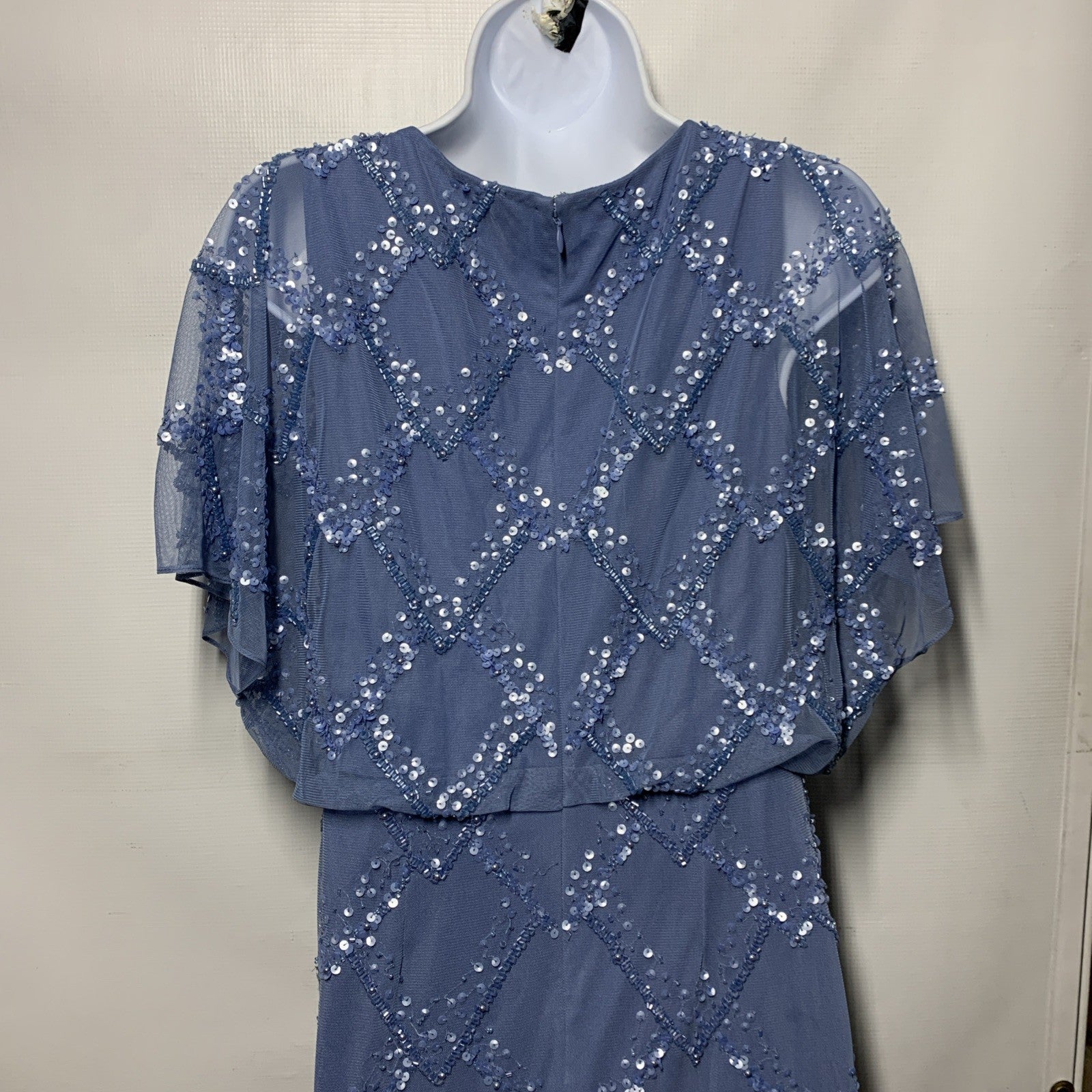 Adrianna Papell Blouson Beaded Long Dress Women's with Flutter Sleeves Size 6